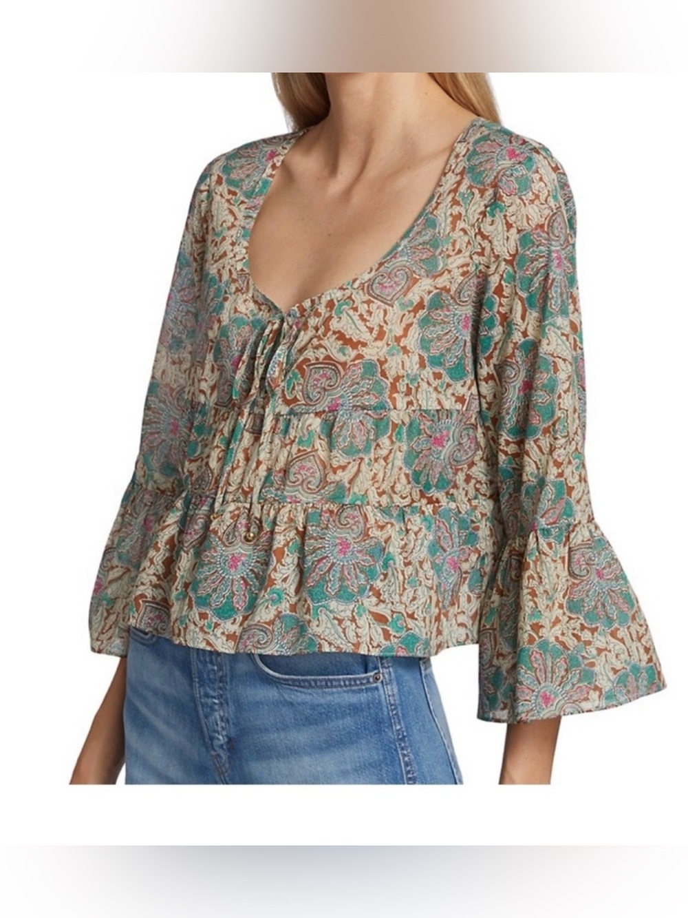 Veronica Beard Azel Paisley Blouse Sz 8